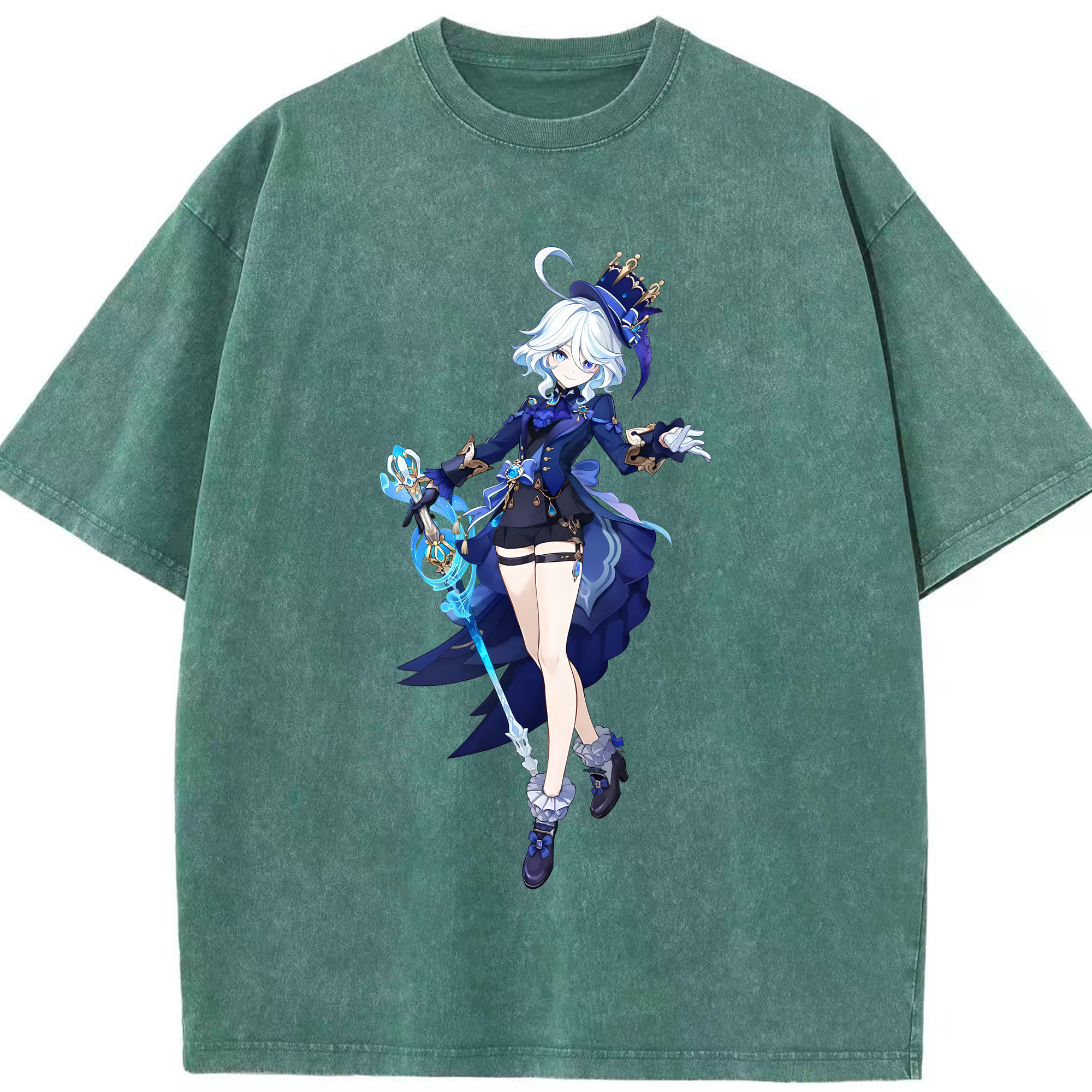 げんし神 フリーナ genshin Furina 綿100% ヴィンテージ風 半袖Tシャツ（フロントプリント）